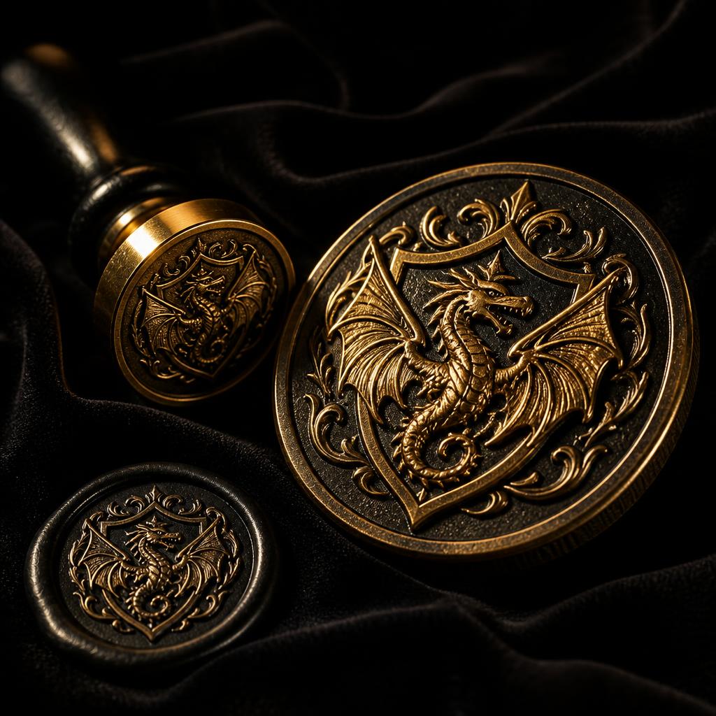 The Seal and the Coin — the Drakenscroll dragon shield in gold on black